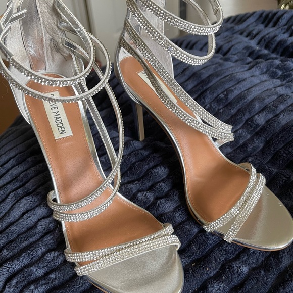 Steve Madden Shoes - Steve Madden Silver Rhinestone Heels